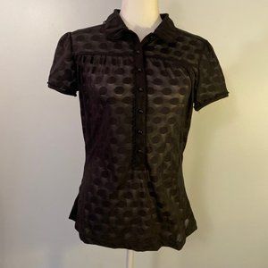 Mango Black Sheer Polka Dot Blouse